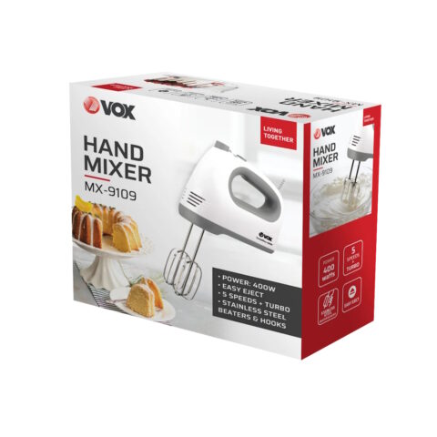 TONA Electronics – Dyqani i elektroshtëpiakeve në Pogradec 33 MIKSER DORE VOX MX9109 E BARDHE TurboMixx 400W 2